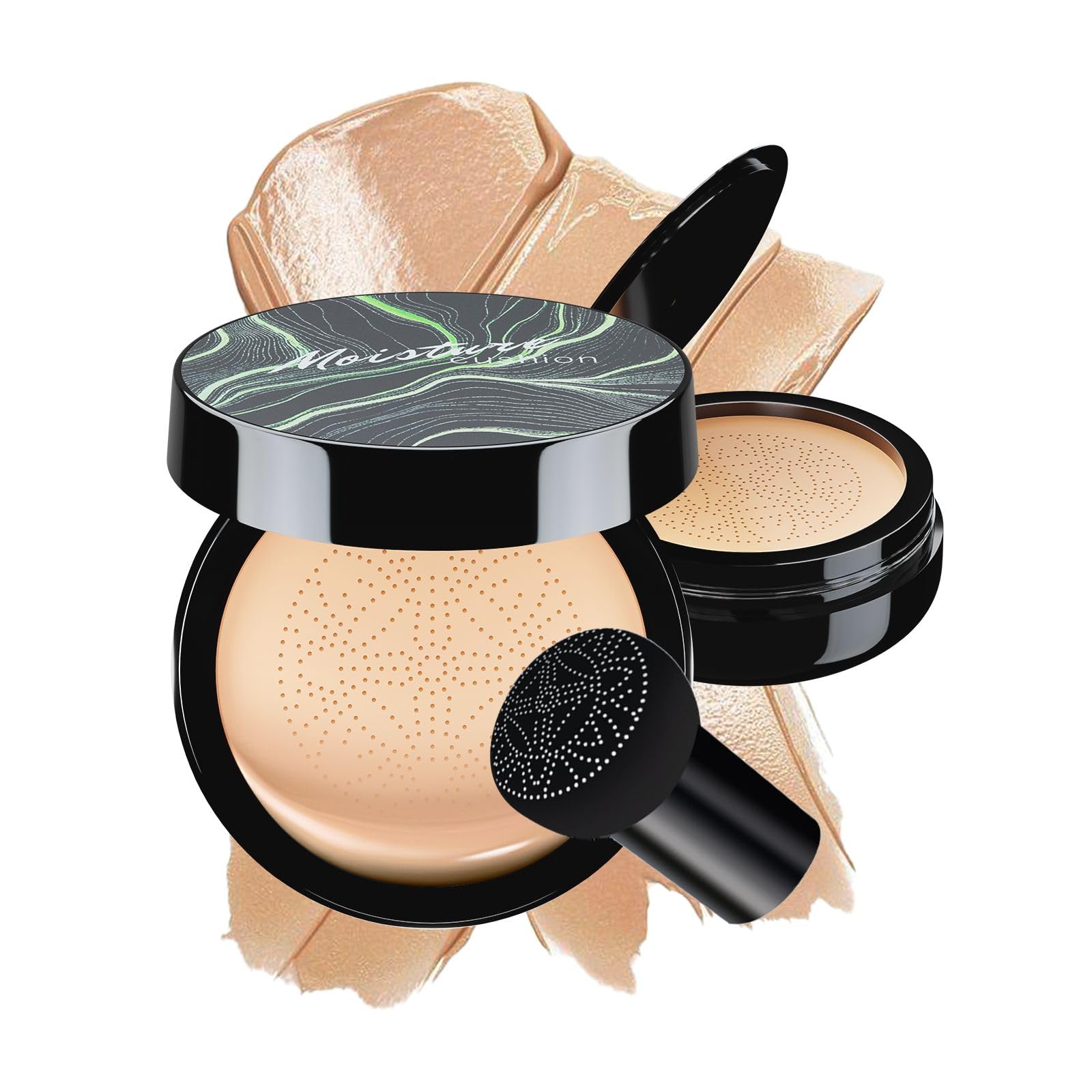 OETUIOW CC Cream con esponja de cabeza hongo aplicando cobertura suave.