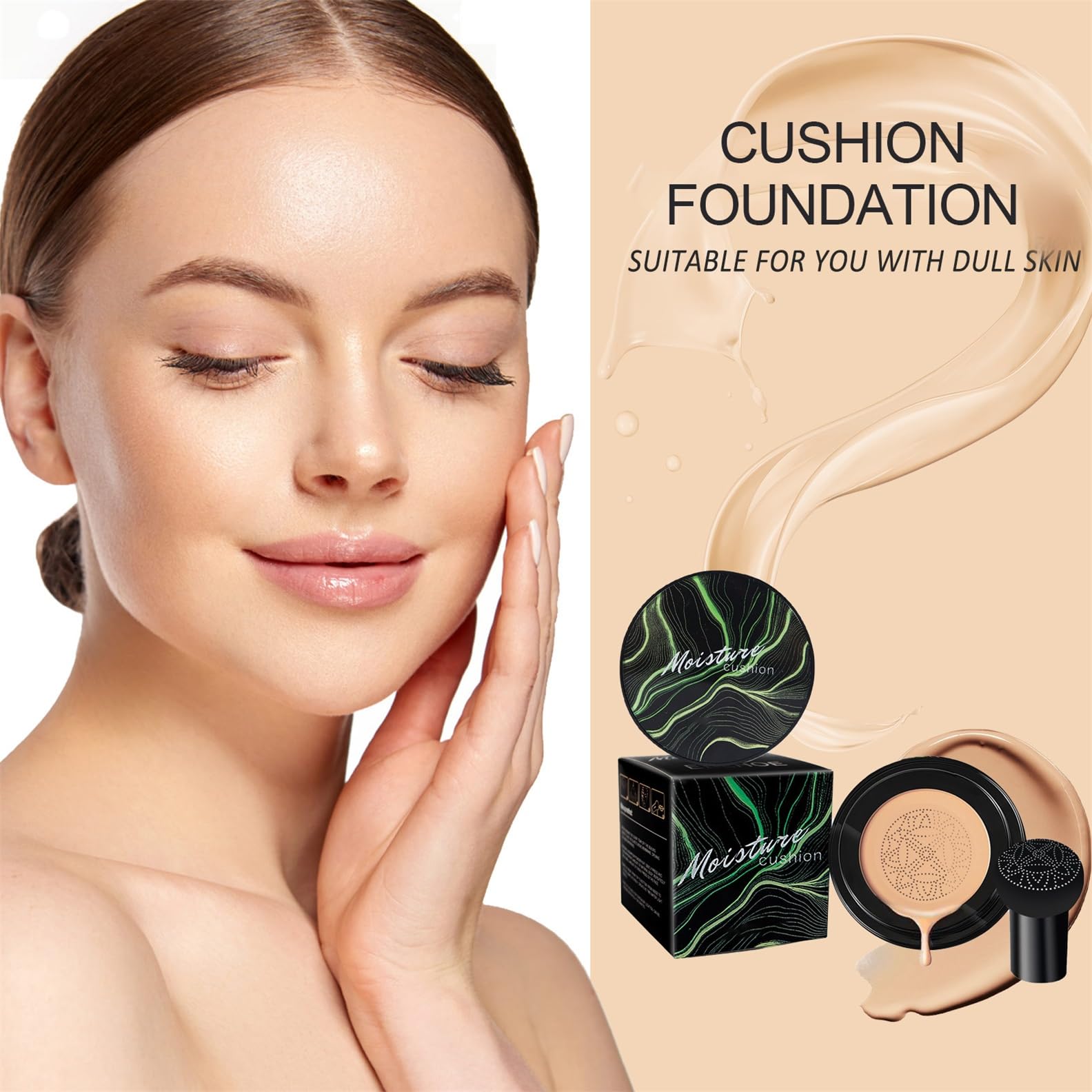 OETUIOW Mushroom-head applicator sponge demonstrates skin-friendly blending benefits.