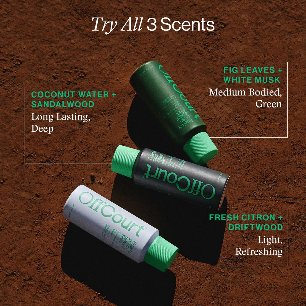 OffCourt unisex scent ideal for active days and workouts.