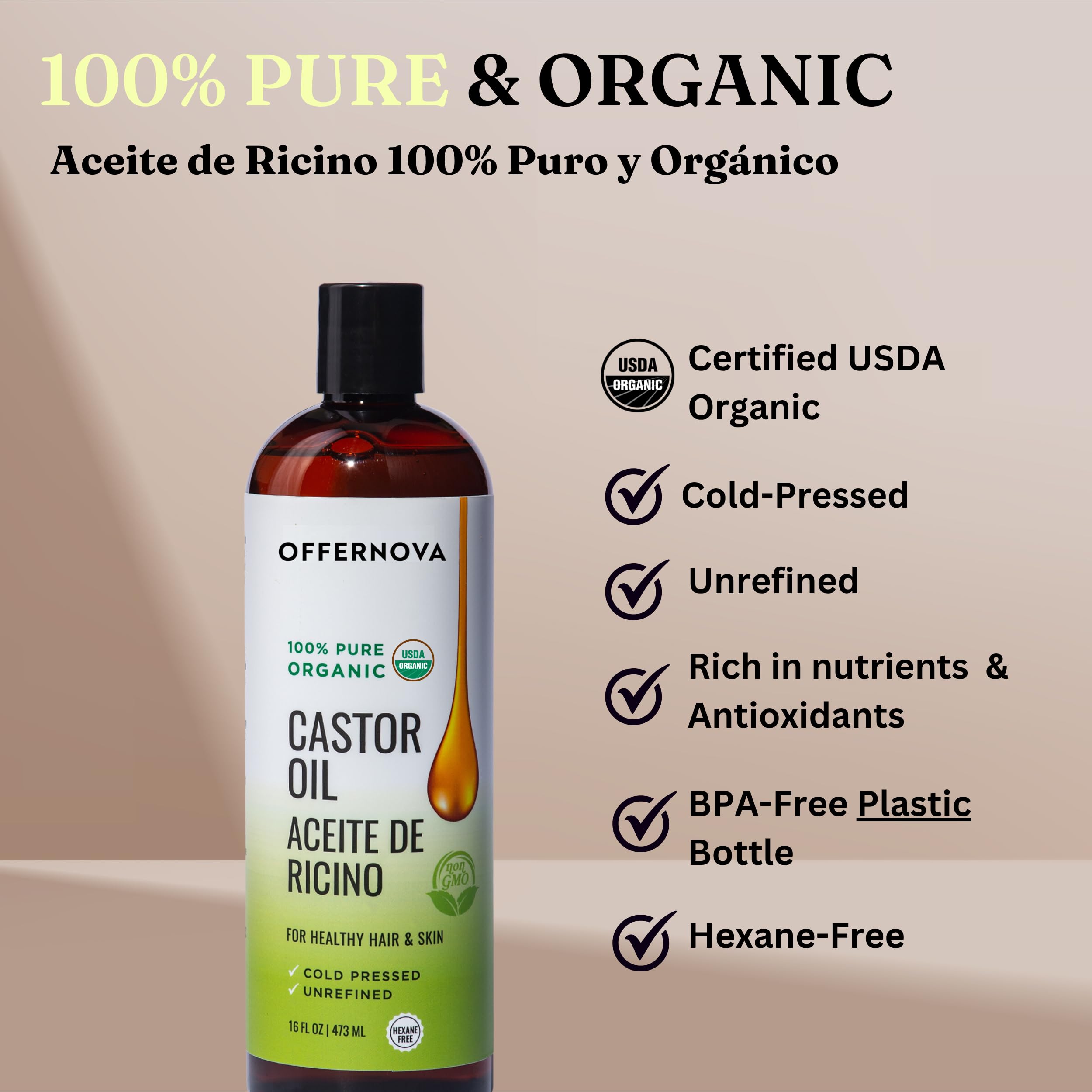 Offernova Castor Oil eyebrow growth support for brows