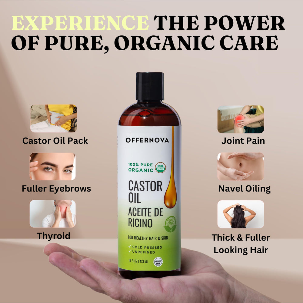 Offernova Castor Oil hair shine after scalp massage