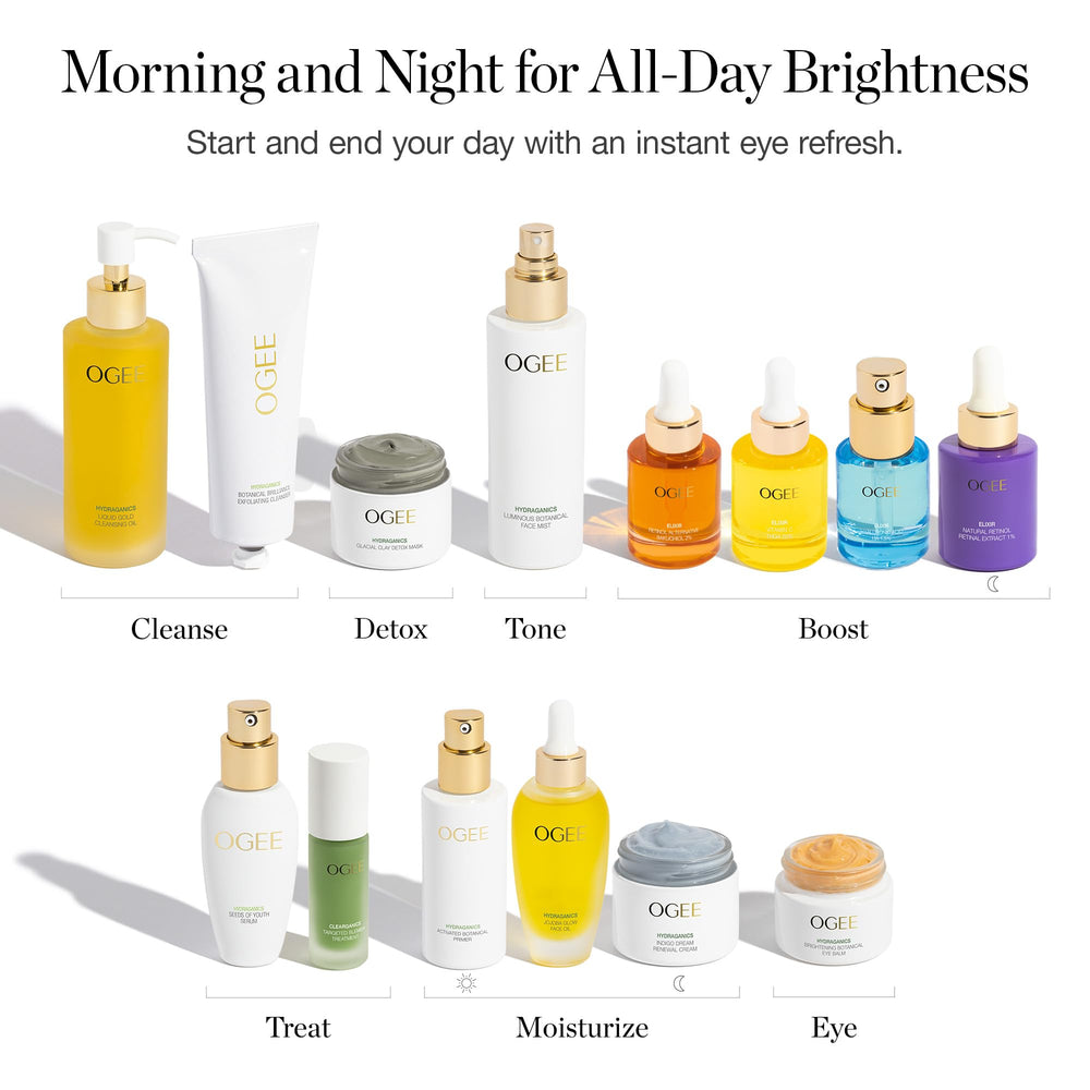 Ogee Botanical Eye Balm hydration shot with Aloe and micro hyaluronic acid.