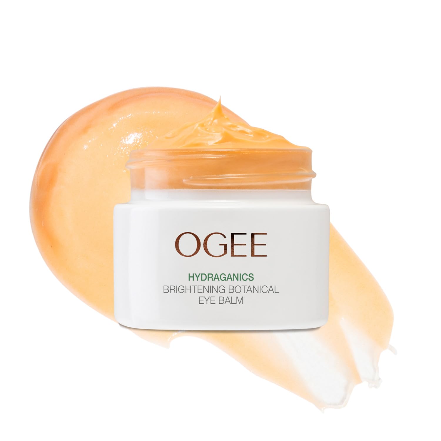 Ogee Botanical Eye Balm jar shows creamy texture for under-eye hydration.