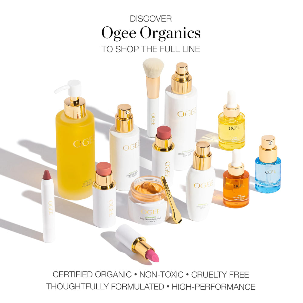 Ogee face-stick application on cheek for seamless sculpting