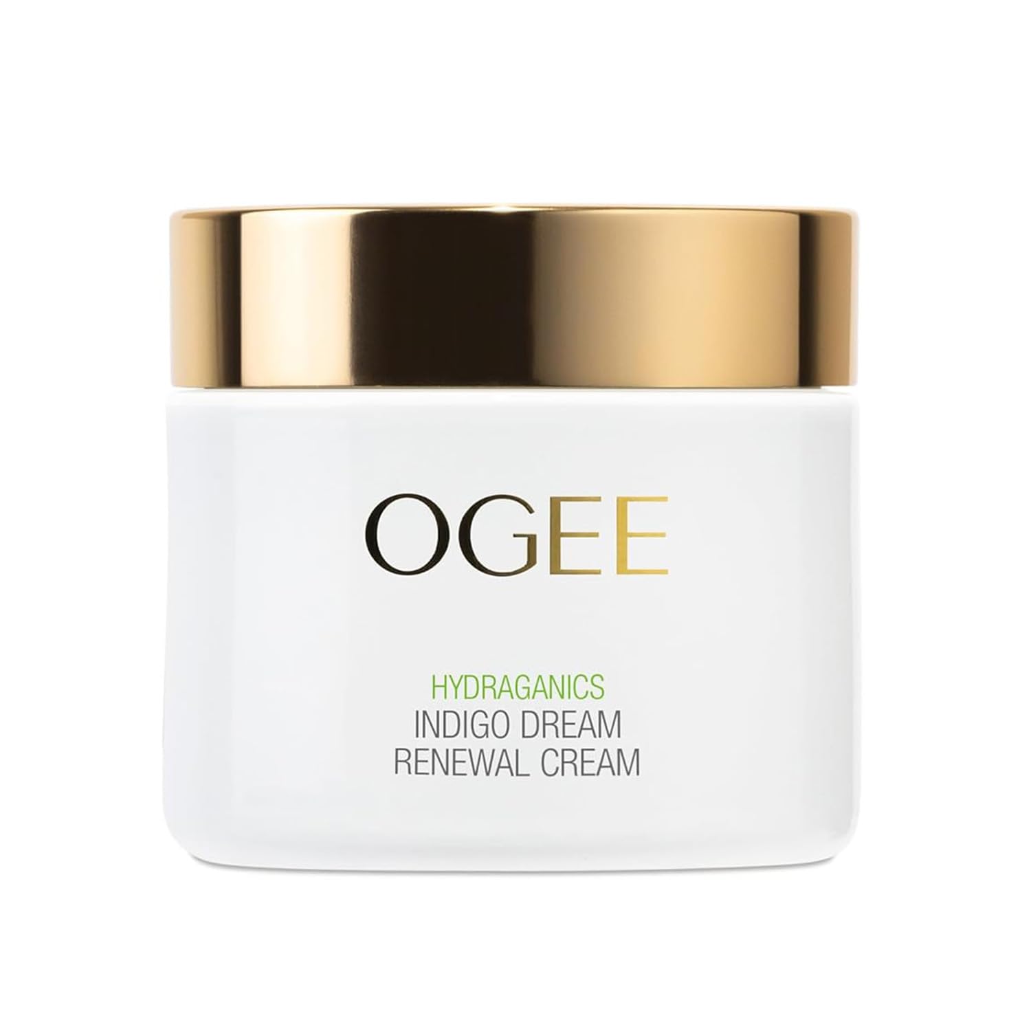 Ogee Indigo Dream Renewal Cream bottle pump for daily hydration and soft skin