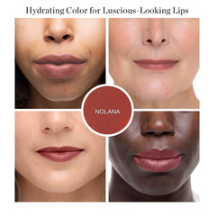 Ogee Nolana lip oil tube application demonstrating buildable color in one swipe