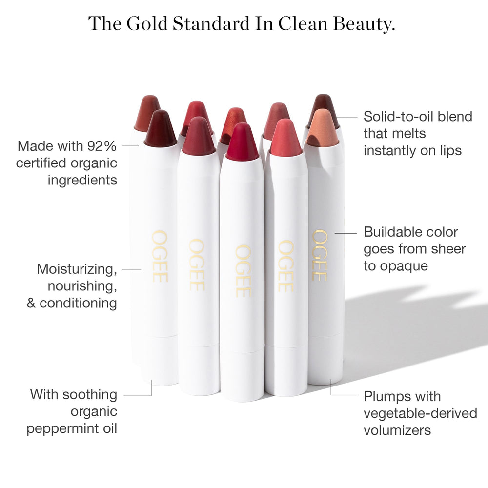 Ogee Petunia lip oil packaging emphasizes natural, cruelty-free formulation