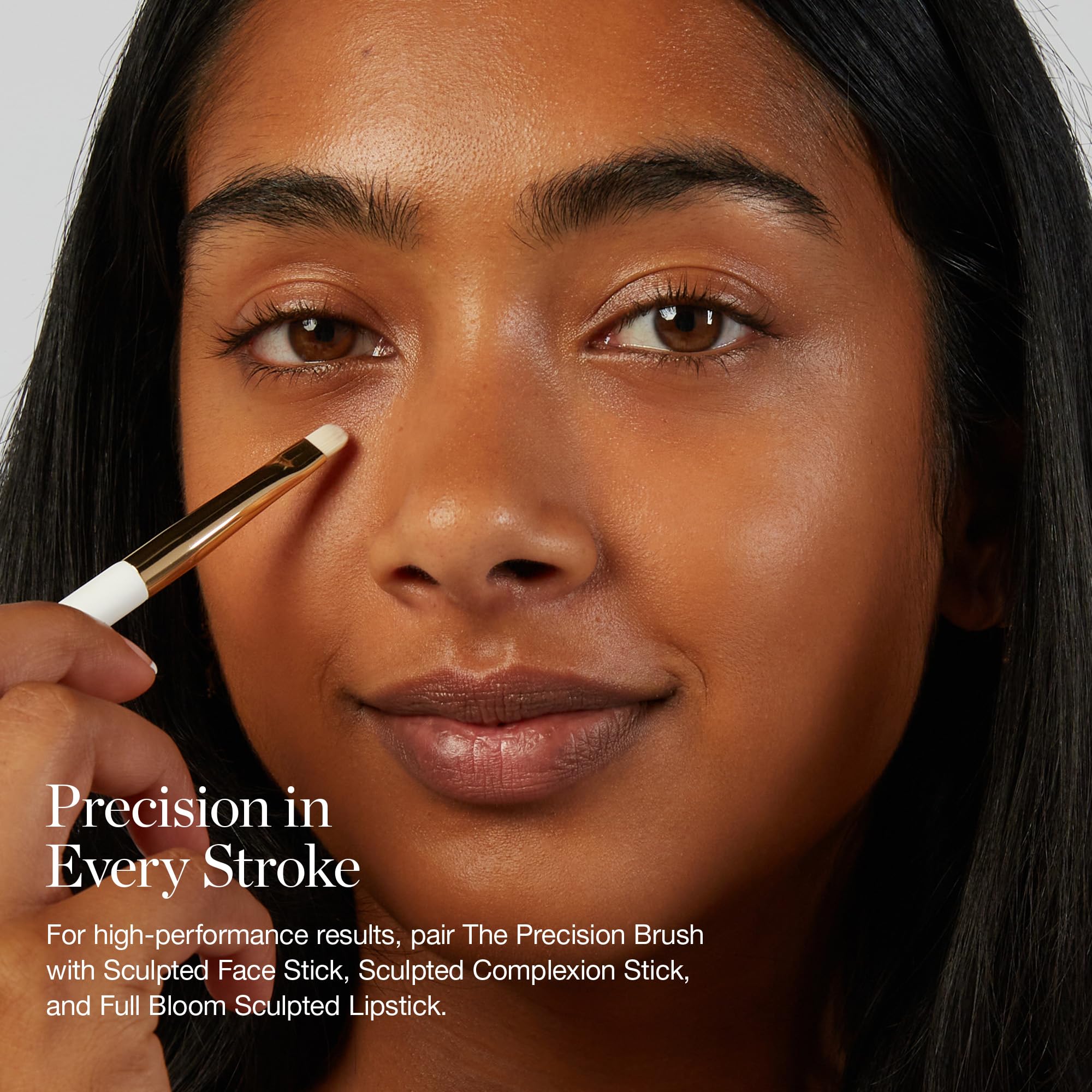 Ogee Precision Brush angled application for controlled concealer placement