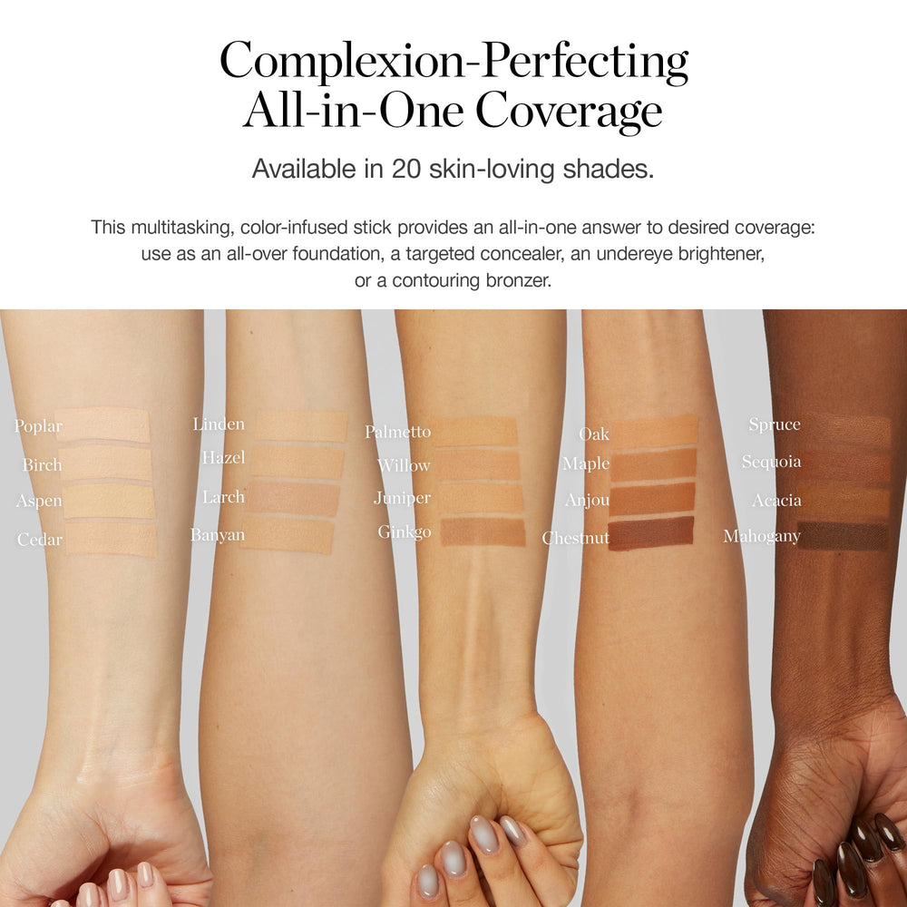 Ogee Foundation Stick shows buildable coverage for layered finish.