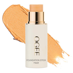 Ogee Sculpted Complexion Foundation Stick Hazel swatch shows even skin tone glow.