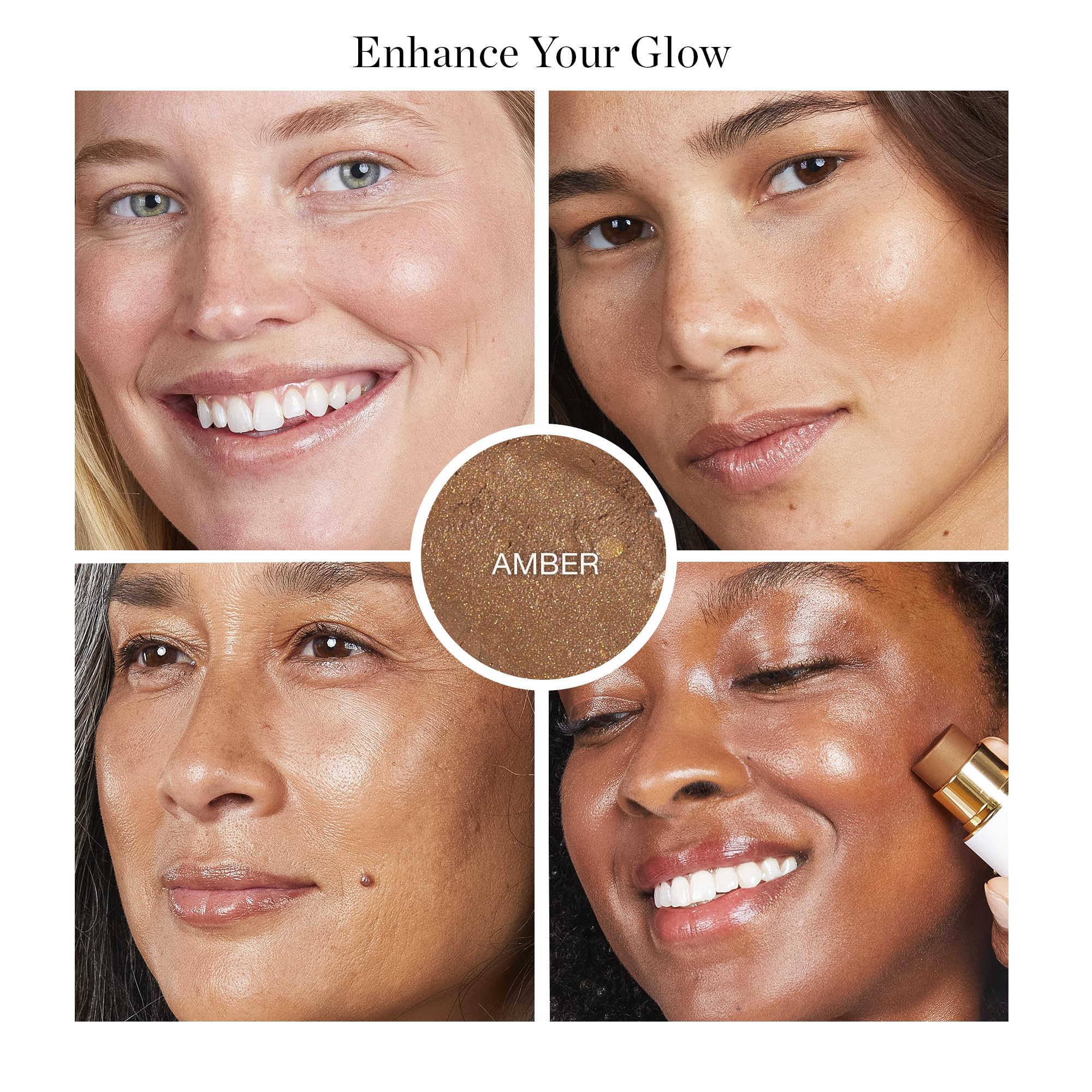 Ogee Sculpted Face Stick Amber Sun-Kissed Bronze swatch on cheek for natural contour