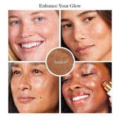 Ogee Sculpted Face Stick Amber Sun-Kissed Bronze swatch on cheek for natural contour