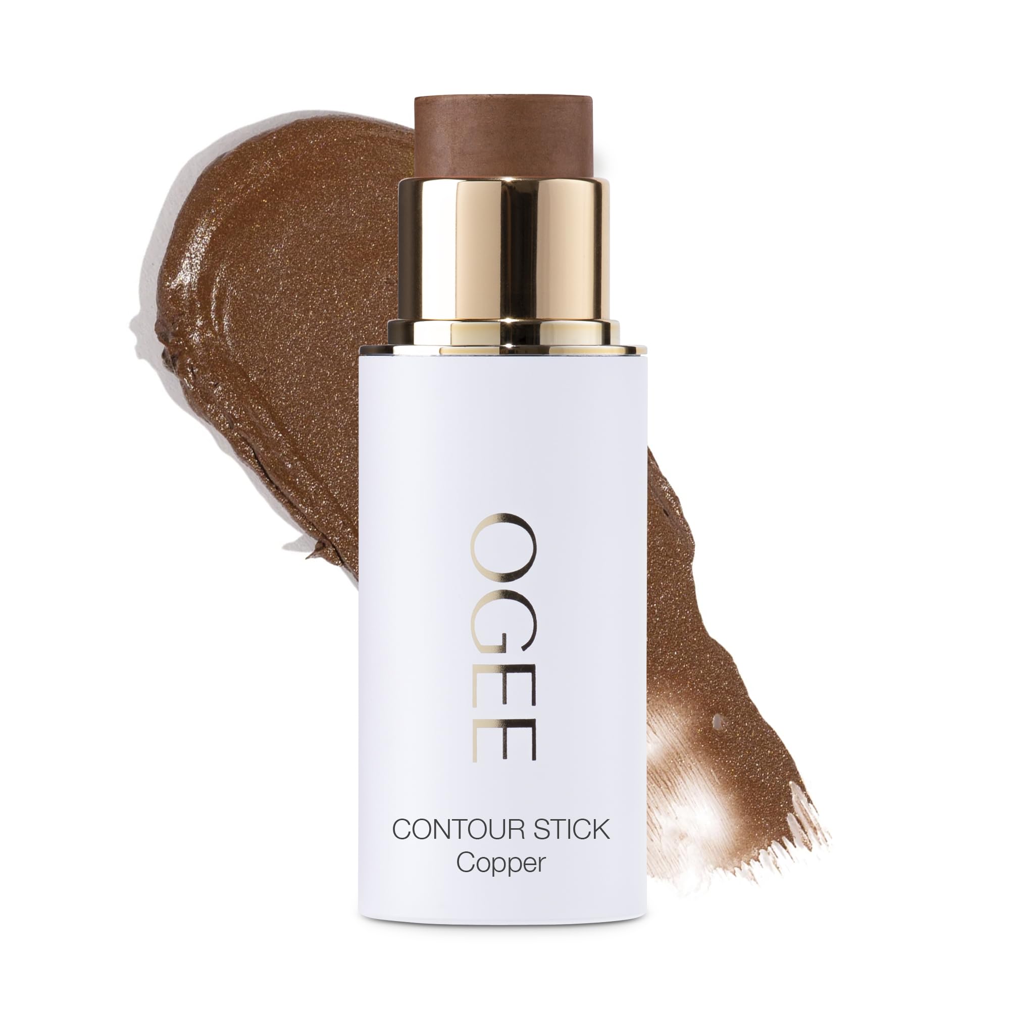 Ogee Sculpted Face Stick copper radiant cocoa packaging shows portable bronzer for on-the-go glow