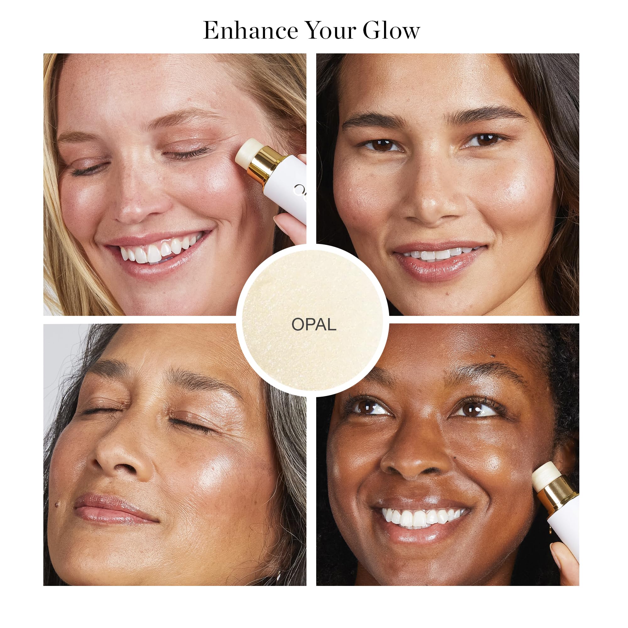 Ogee Opal StarLight highlight stick with sheer-buildable coverage for versatile daytime looks.
