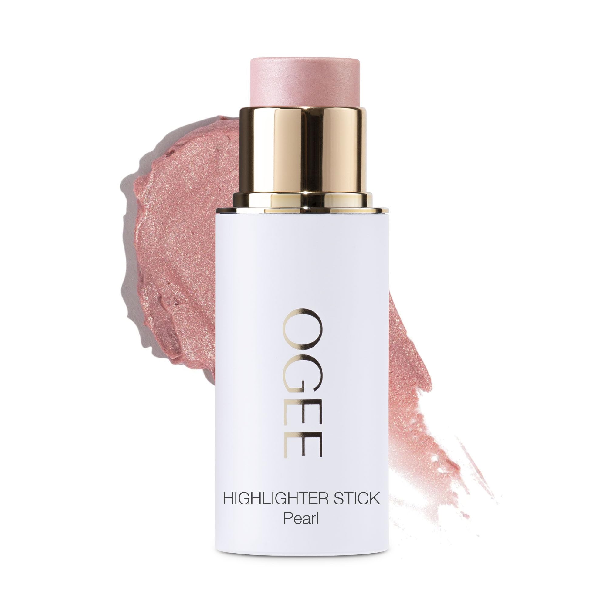 Ogee Sculpted Face Stick Pearl highlighter on application for subtle radiance.