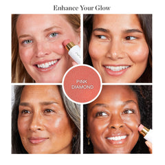 Ogee Sculpted Face Stick Pink Diamond cheek swatch demonstrating buildable color and glow
