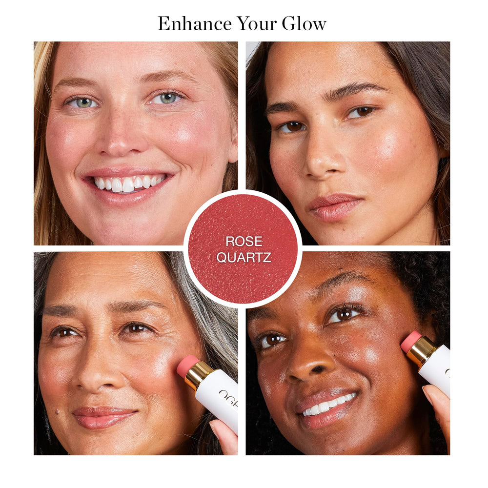Ogee Sculpted Face Stick Rose Quartz swatch displays buildable rosy color