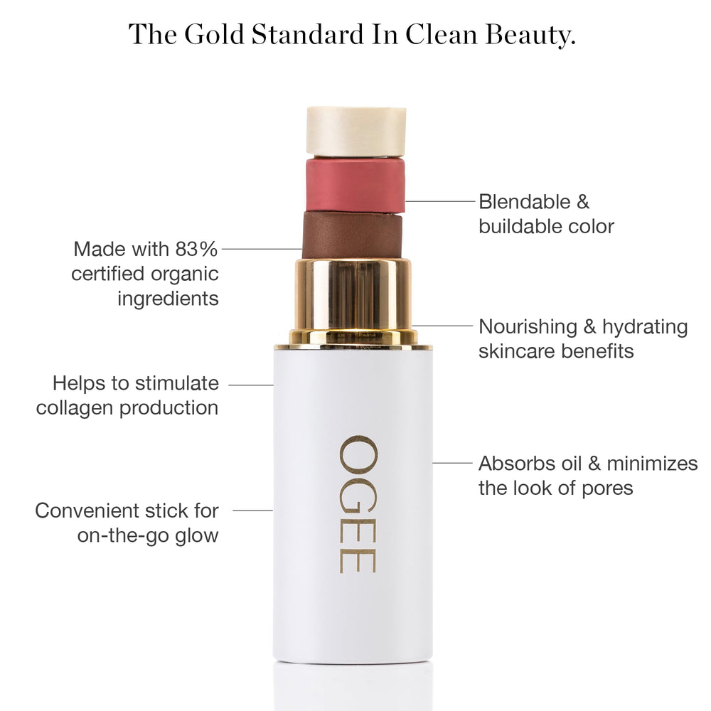 Ogee Sculpted Face Stick travel compact delivering on-the-go glow.