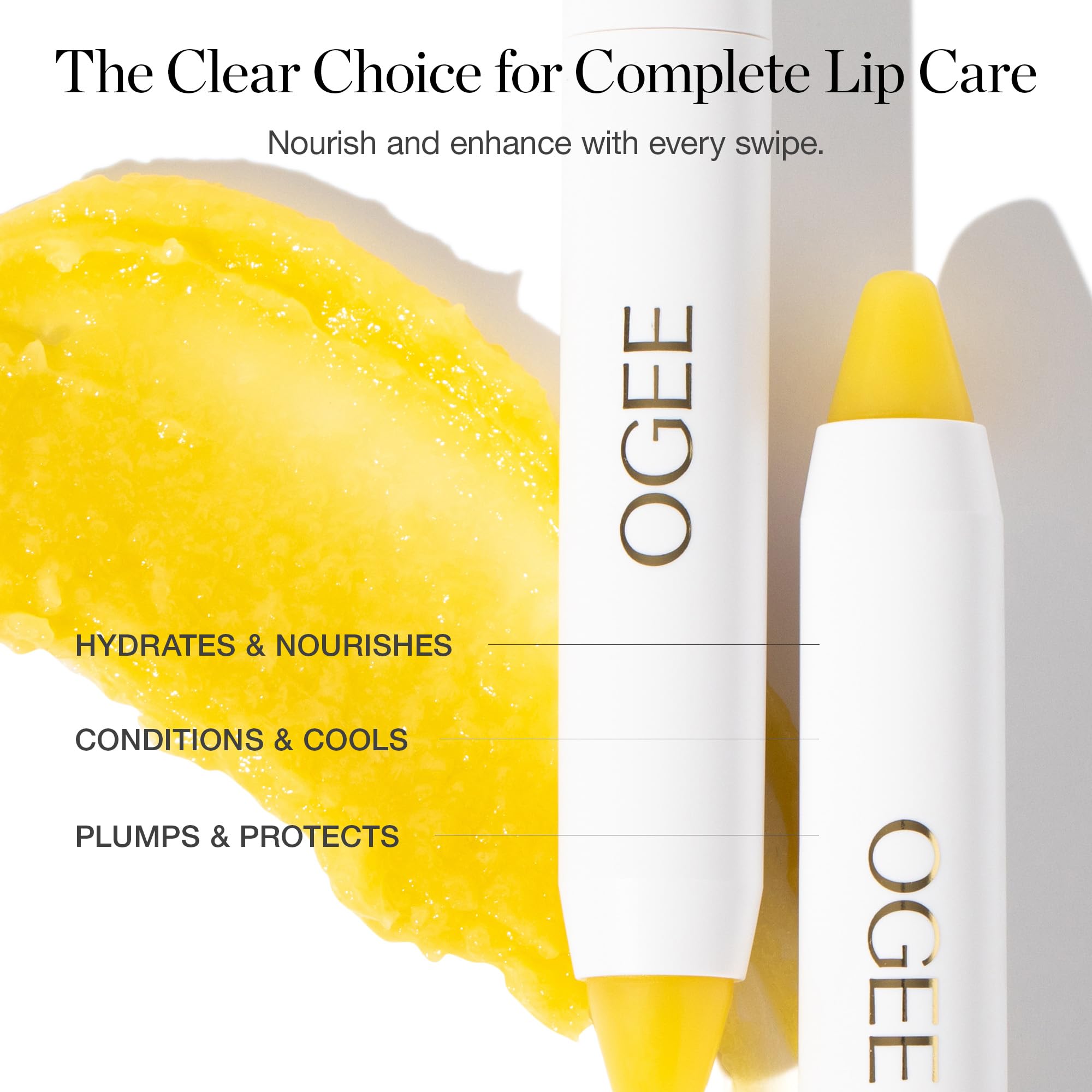 Ogee Sculpted Lip Oil ingredients graphic highlights coconut and jojoba oils for conditioning lips.