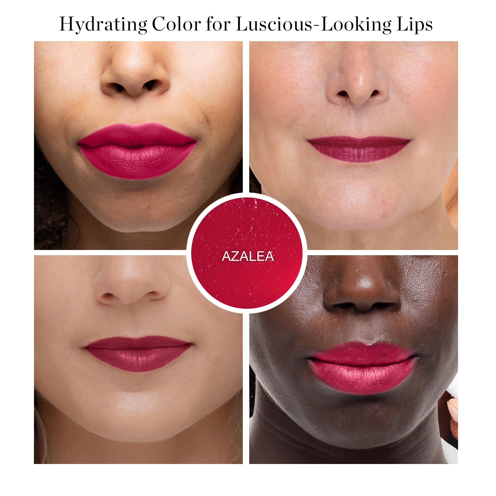 Ogee Tinted Sculpted Lip Oil Azalea on lips demonstrates buildable color and smooth glide