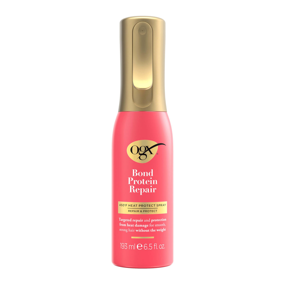 OGX front packaging showing bottle and size, conveys product protection