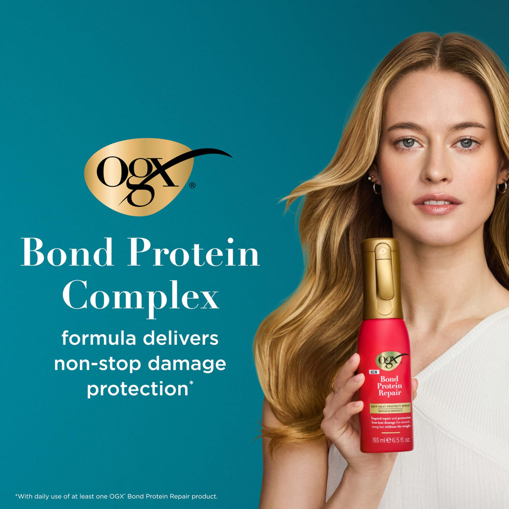 OGX ingredients label detail, displays dye-free paraben-free formulation