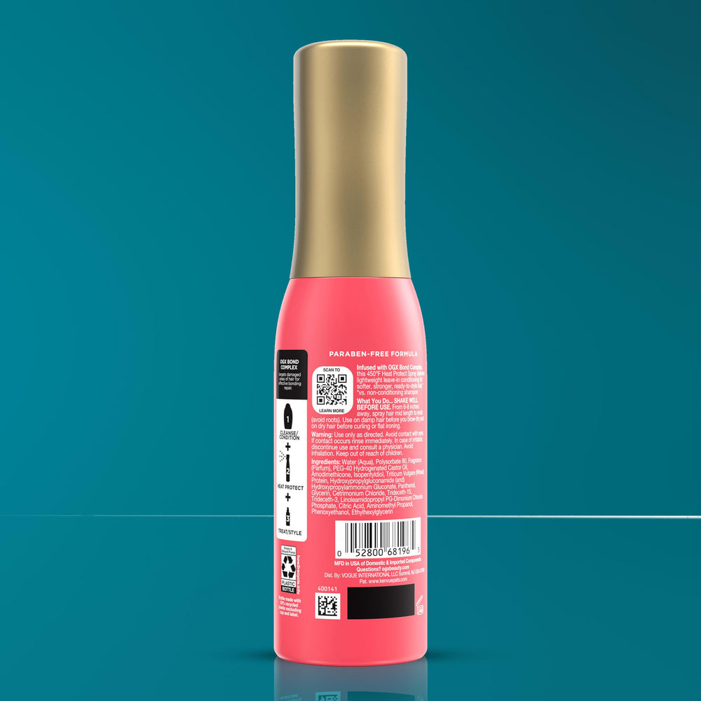 OGX bottle on bathroom shelf in lifestyle scene, suggests daily routine use