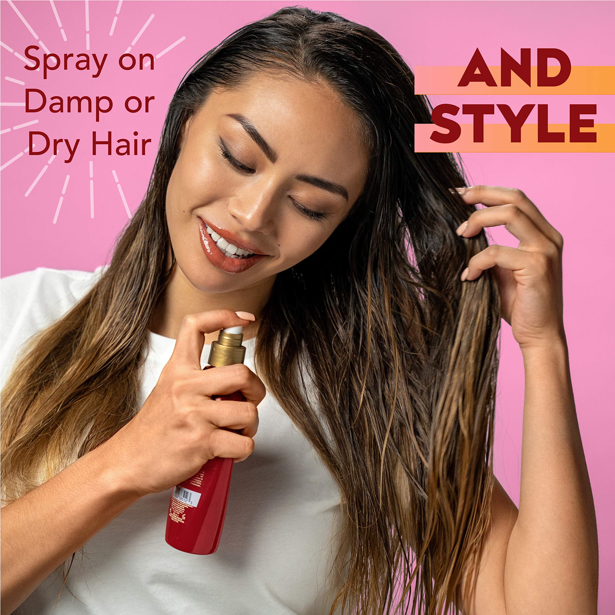OGX product emits tropical scent notes during styling ritual