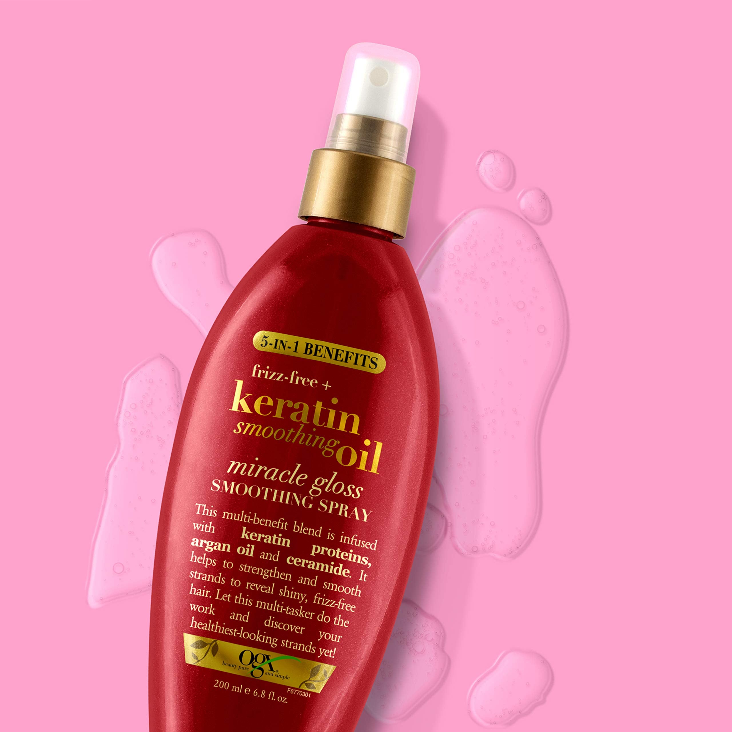 OGX Frizz-Free bottle highlights humidity protection for lasting style