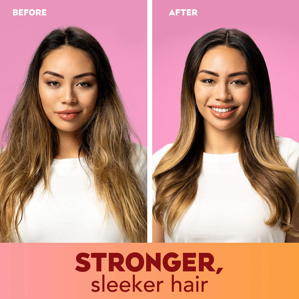 OGX Miracle Gloss Spray enhances shine and frizz control on smooth strands