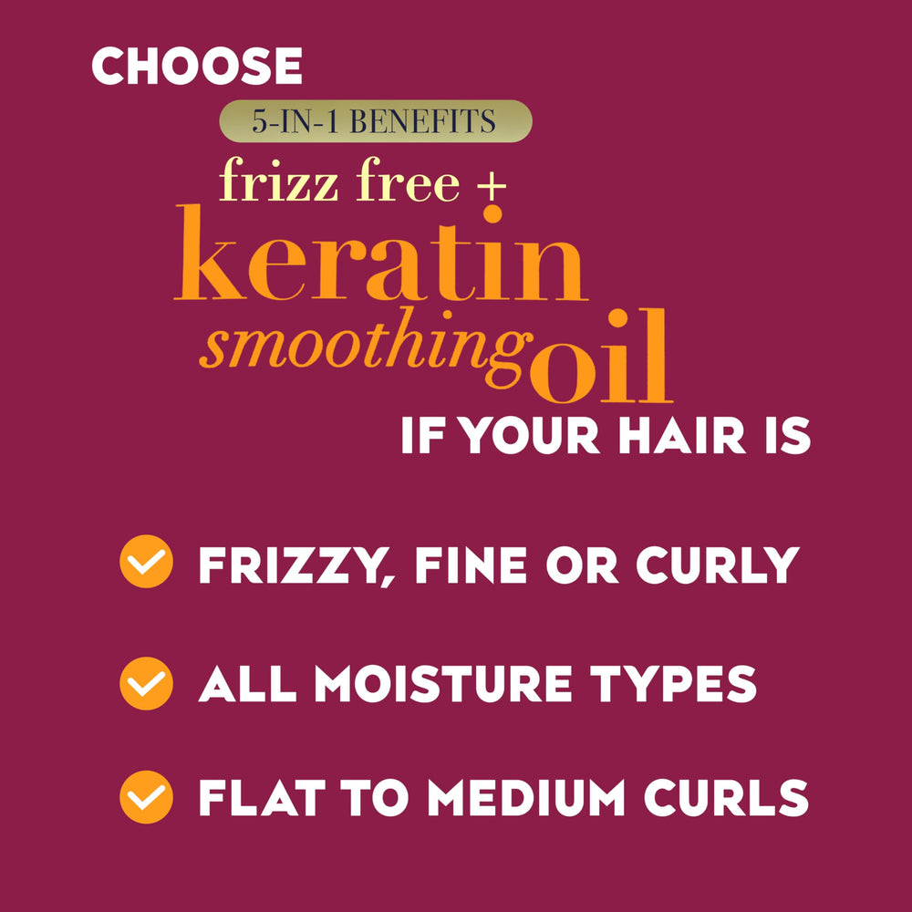OGX Keratin-Argan-Ceramides close-up highlights nourishing infusion for flexible, manageable hair.