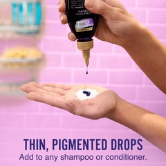 OGX Impecca-Blonde Purple Toning Drops blended with conditioner to extend color and reduce brass.