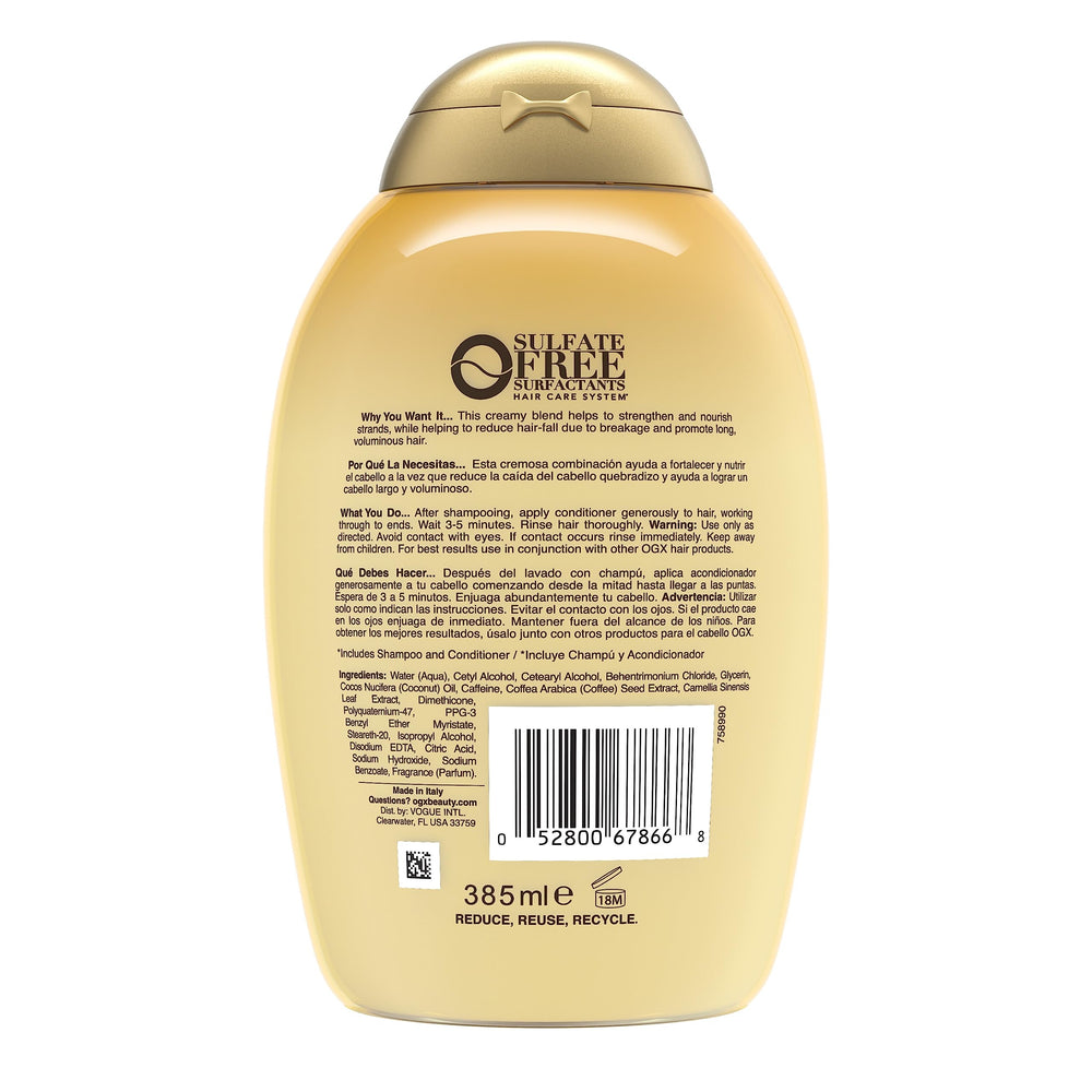 OGX product packaging on shelf communicates premium care
