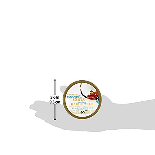 OGX Coconut Curls Butter being applied to ends supports hydration and frizz control.