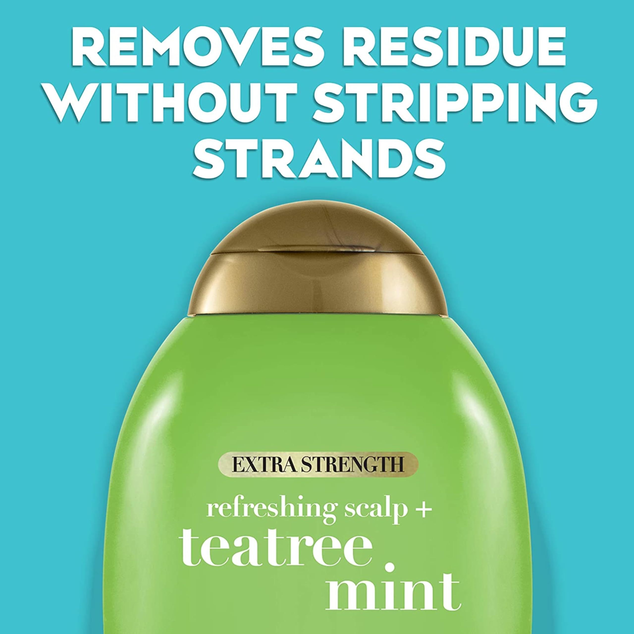 OGX Tea Tree Mint Shampoo bottle foam shows refreshing lather and tingle