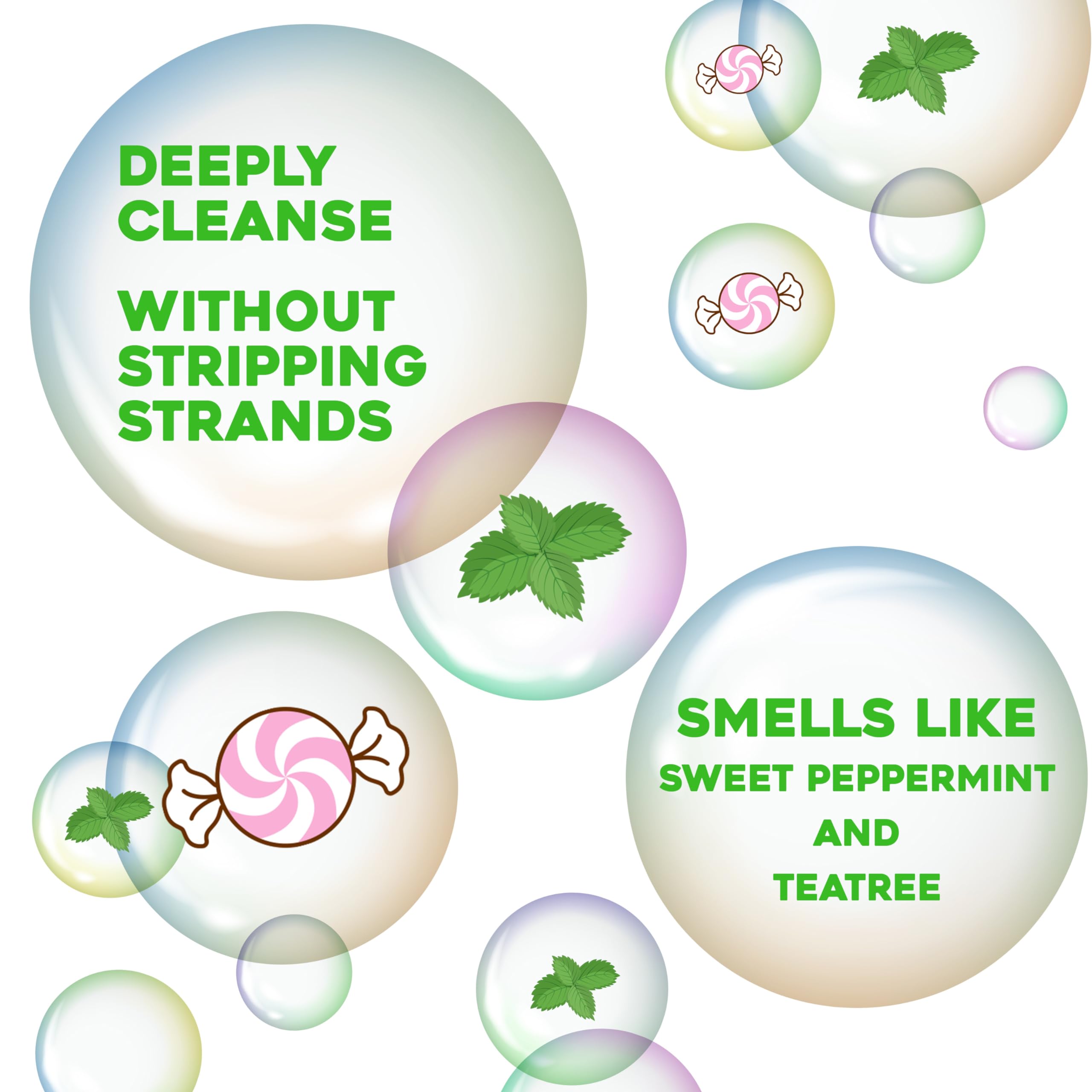 OGX Tea Tree Mint Shampoo bottle label closeup highlighting refreshing scent
