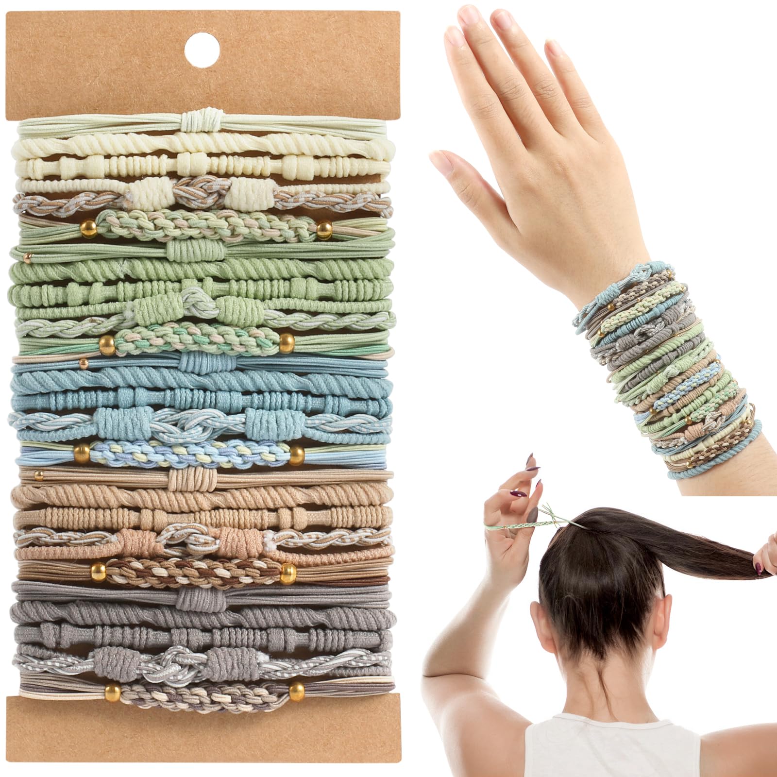 OHCISP Boho hair ties packaging reveals durable, stylish 25-piece set for daily wear