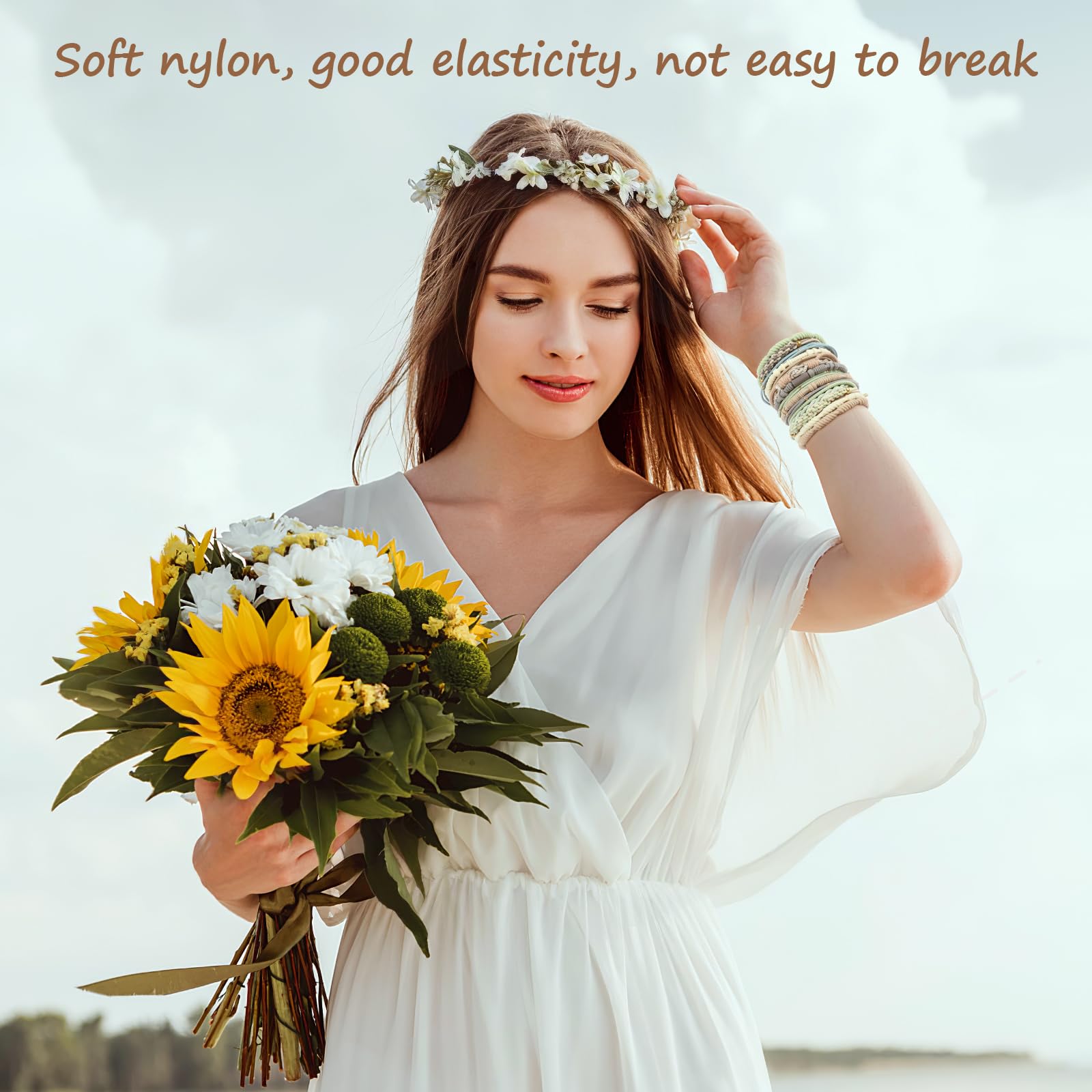 Wrist-wrapped OHCISP Boho Hair Ties serve as trendy bracelets when not in use