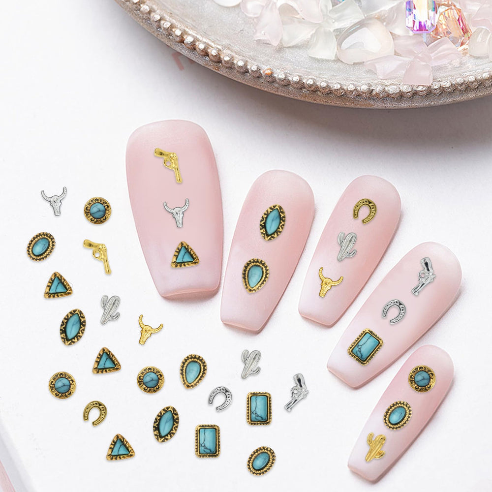 Ohmique durable turquoise charms resist chipping for lasting nail art.