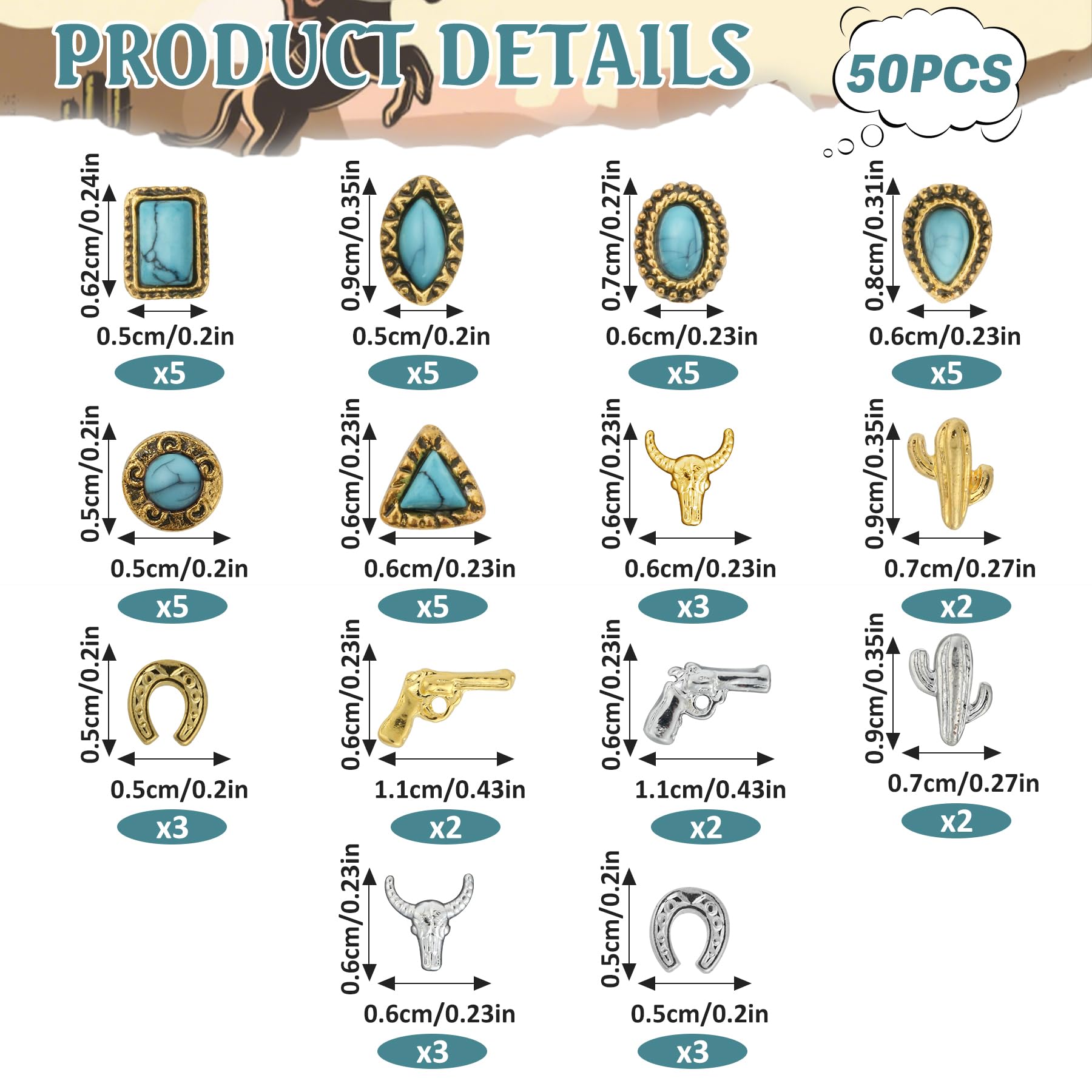 Ohmique horseshoe charms bring vintage luck to nail embellishments.