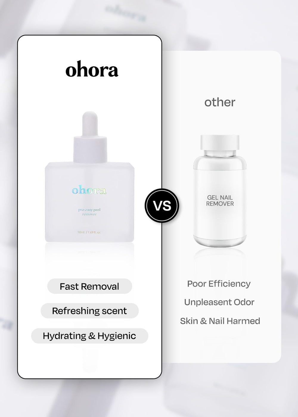 ohora Care Easy Peel Remover Packaging design highlights vegan, cruelty-free certification.