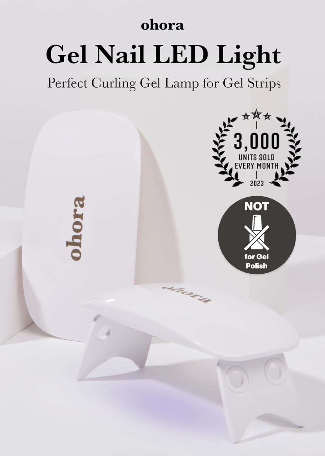 ohora Care LED lamp side view shows slim profile for easy storage.