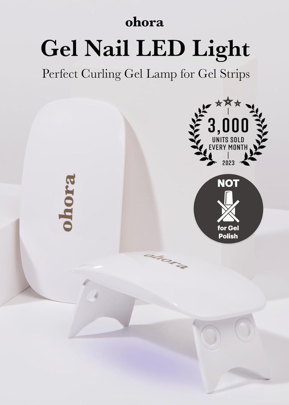 ohora Care LED lamp side view shows slim profile for easy storage.