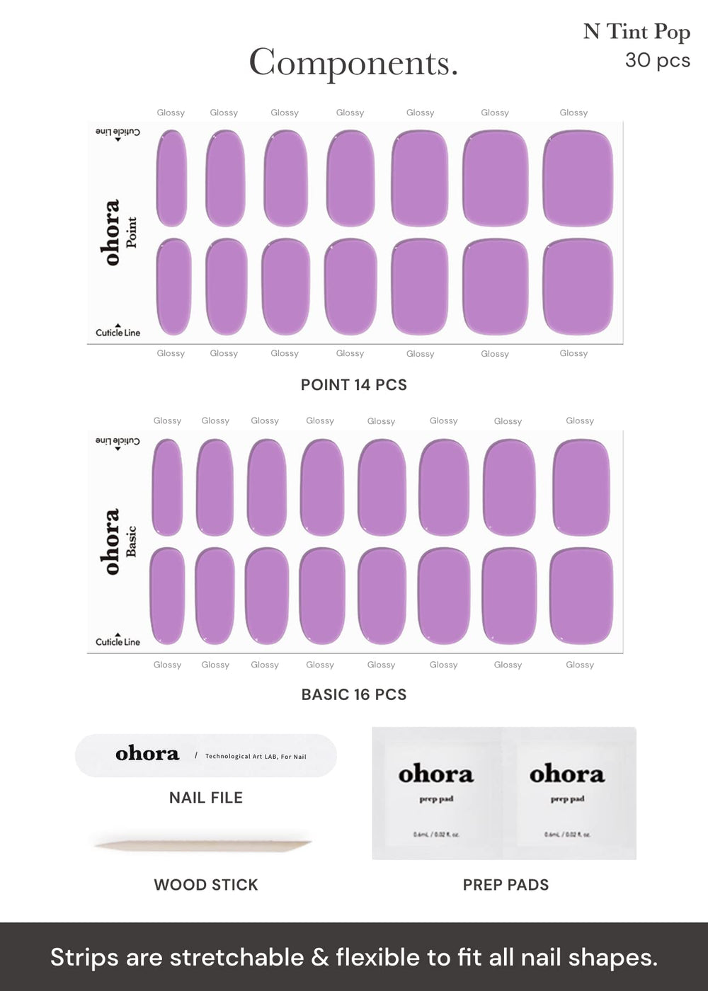 ohora includes prep pads nail file and wooden stick for precise prep.
