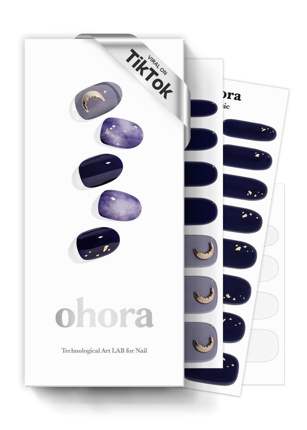 ohora lunar eclipse packaging closeup showing included tools for a quick home manicure.