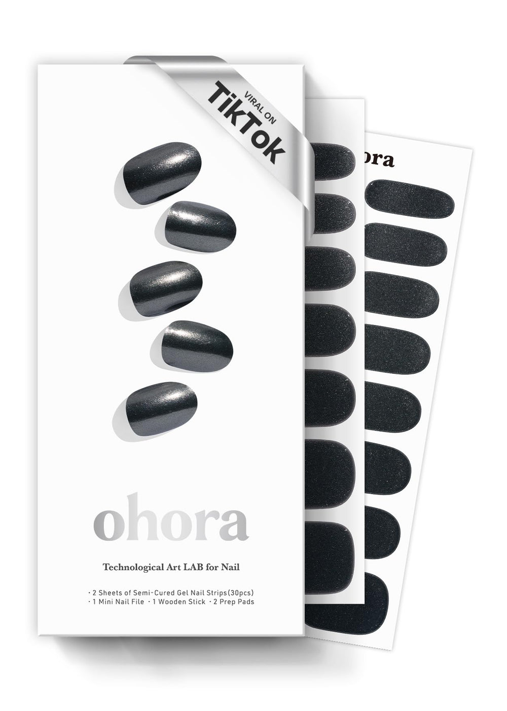 ohora N Boba Chrome box shows wraps and tools for at-home nail art prep