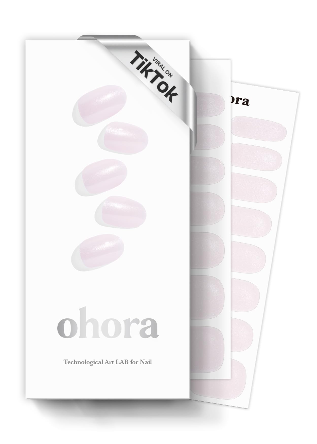 ohora N Glazed Donut wraps front view show a glossy white finish for salon-like nails.