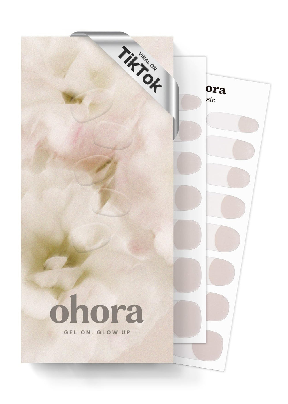 ohora N Glow French white glazed packaging shows a quick at-home manicure option.