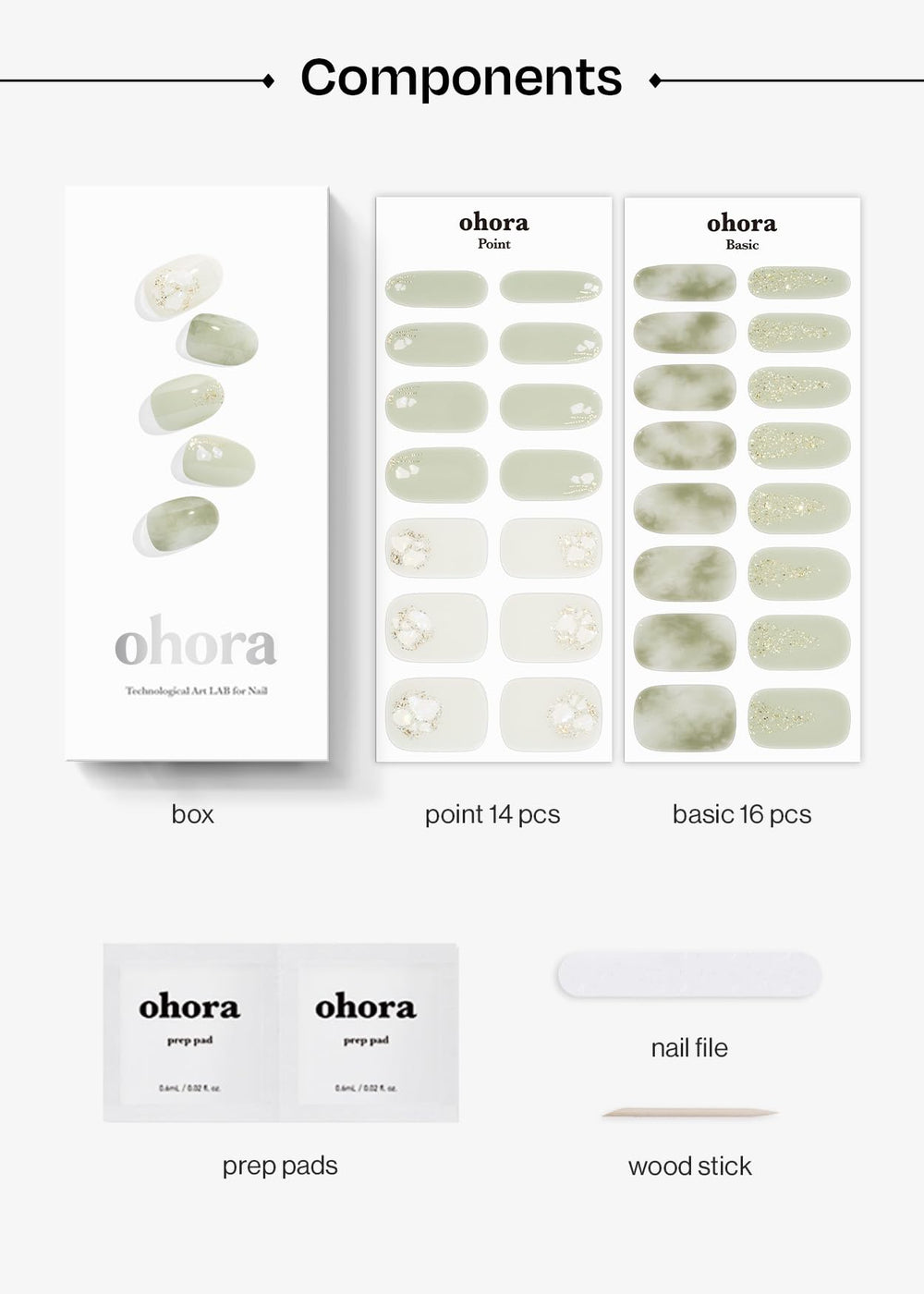 ohora N Green Tea finished nails showing salon-quality shine after curing