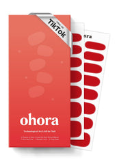 ohora N Hot Cherry wraps front pack shows 30 wraps for salon-like at-home manicures.